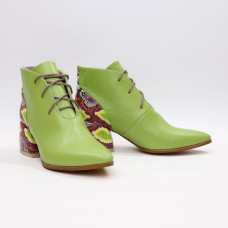Ботильоны из салатовой кожи флотар с обтяжным каблуком  Арт. 657-10/w324Ок