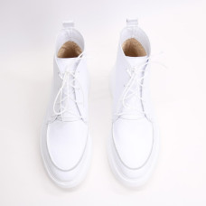 Ботинки из белой кожи  Арт. 156-7/Hill3