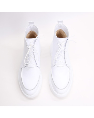 Ботинки из белой кожи  Арт. 156-7/Hill3