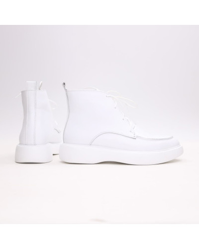 Ботинки из белой кожи  Арт. 156-7/Hill3