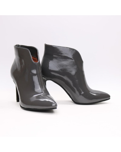 Ботинки из темно-серого наплака на шпильке Арт. 35-15/60Kr