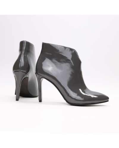 Ботинки из темно-серого наплака на шпильке Арт. 35-15/60Kr