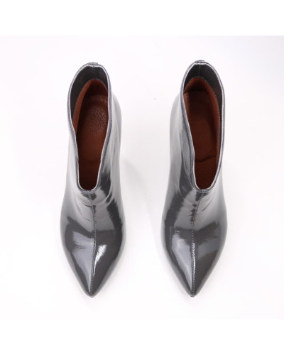 Ботинки из темно-серого наплака на шпильке Арт. 35-15/60Kr