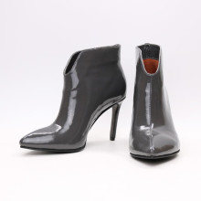 Ботинки из темно-серого наплака на шпильке Арт. 35-15/60Kr