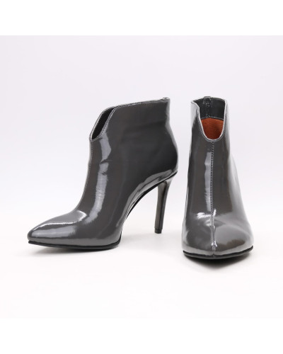 Ботинки из темно-серого наплака на шпильке Арт. 35-15/60Kr