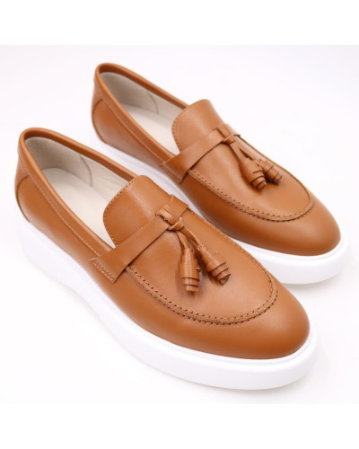 Лофери із рудої шкіри Арт. 156-6/Hill3-R