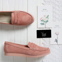 Мокасины из замши пудрового цвета Арт. 05-10(Am4)