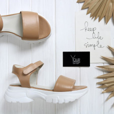 Сандалі з карамельної шкіри на липучках Арт. 10-24/193