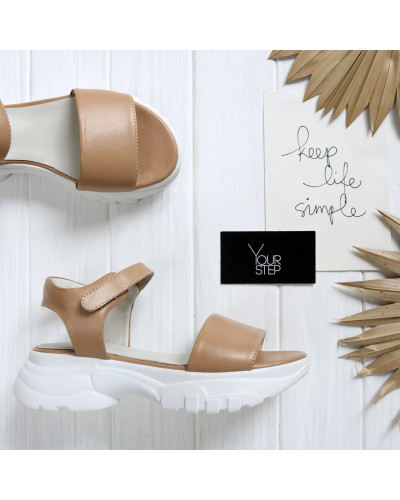 Сандалі з карамельної шкіри на липучках Арт. 10-24/193