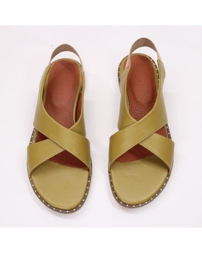 Сандали из кожи цвета оливки Арт. 10-17Lib