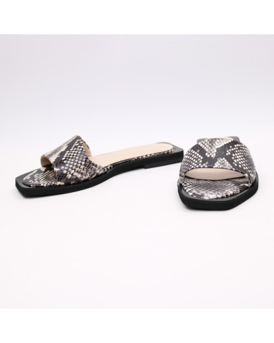 Шльопанці бежево-чорного кольору Арт. 10-26/0504