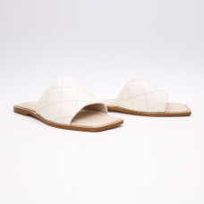 Шльопанці з бежевої стьобаної шкіри Арт. 073-1