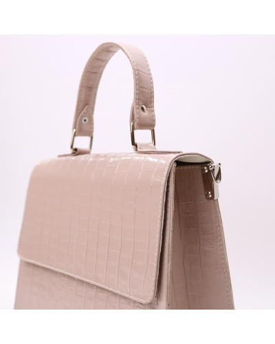 Сумка из бежевой лаковой кожи под крокодил Арт. YS-1001