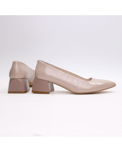 Туфлі-човники з бежевої шкіри під рептилію Арт. 457-1/4057