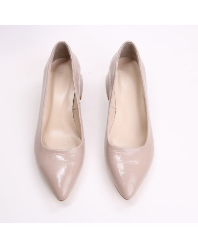 Туфлі-човники з бежевої шкіри під рептилію Арт. 457-1/4057