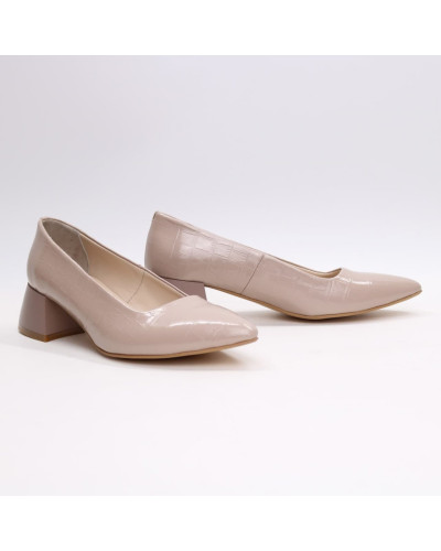 Туфлі-човники з бежевої шкіри під рептилію Арт. 457-1/4057