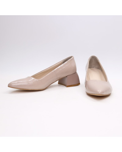 Туфлі-човники з бежевої шкіри під рептилію Арт. 457-1/4057