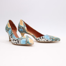 Туфлі-човники зі шкіри з тисненням під змію Арт. 657-2/616Ок