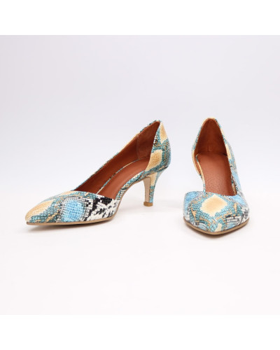 Туфлі-човники зі шкіри з тисненням під змію Арт. 657-2/616Ок