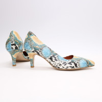 Туфлі-човники зі шкіри з тисненням під змію Арт. 657-2/616Ок