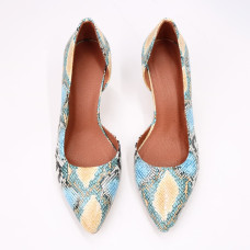 Туфлі-човники зі шкіри з тисненням під змію Арт. 657-2/616Ок