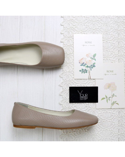 Балетки з бежевої шкіри під рептилію Арт. 072-2