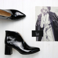 Ботильоны с глубоким вырезом из черного наплака Арт. 657-6/47Ок