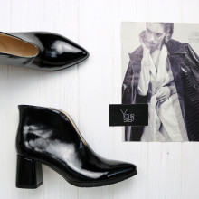 Ботильоны с глубоким вырезом из черного наплака Арт. 657-6/47Ок