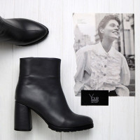 Ботильоны из кожи цвета графит на обтяжном каблуке  Арт. 52-5/55ОкReg