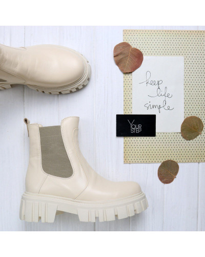 Шкіряні Челсі бежевого кольору Арт. 12-1/21153