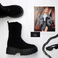 Чорні замшеві черевики Арт. 12-30/As27 (б/ф)