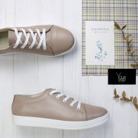 Кеди із бежевої шкіри Арт. Em-1