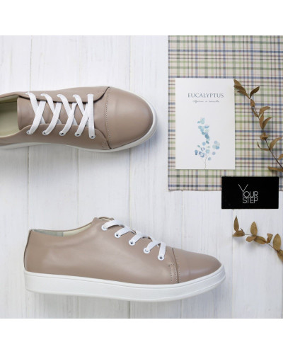 Кеди із бежевої шкіри Арт. Em-1