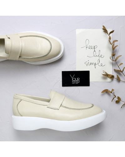 Лофери з бежевої шкіри Арт. 156-6/Hill3-П