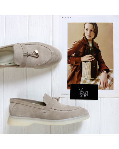 Бежеві замшеві лофери Арт. 156-6/Hill2-F