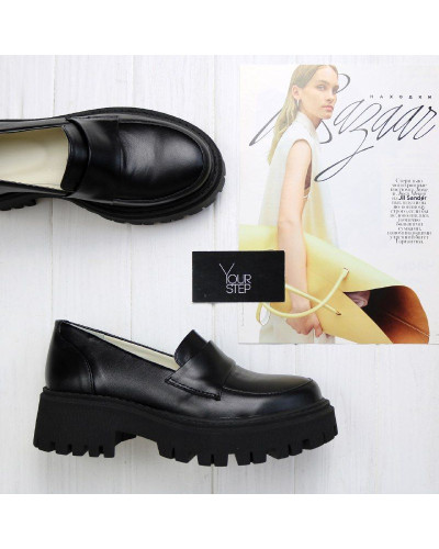 Лофери із чорної шкіри Арт. As-15/21150(Б/Ф)