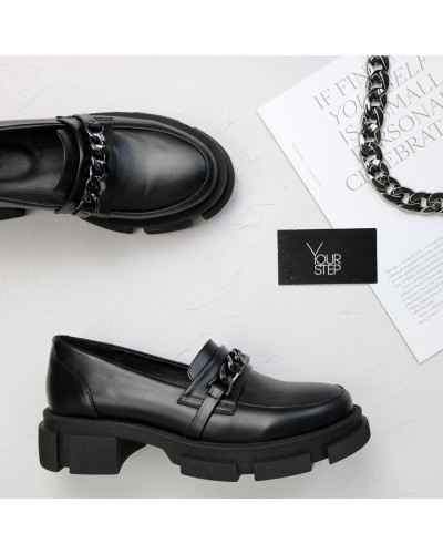 Лофери із чорної шкіри з фурнітурою Арт. As-15/21074