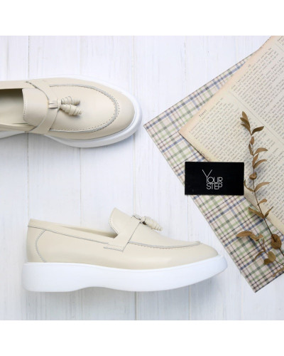 Лофери із бежевої шкіри Арт. 156-6/Hill3-R