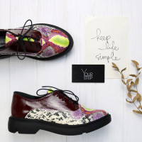 Туфли из бордового наплака и рептилии  Арт. 05-6/198