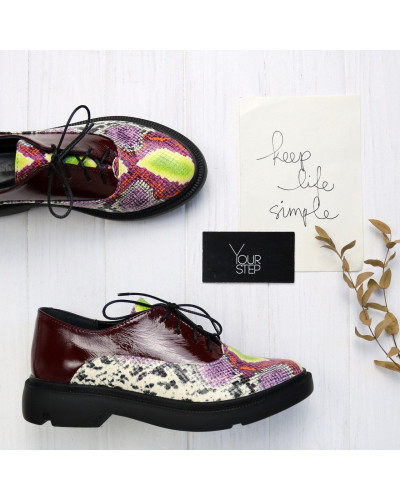 Туфли из бордового наплака и рептилии  Арт. 05-6/198