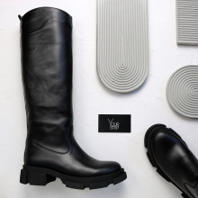 Високі чоботи із чорної шкіри Арт.12-33/21074