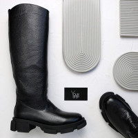 Високі чоботи із чорної шкіри флотар Арт.12-33/21074