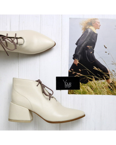 Ботильоны из светло-бежевой кожи флотар Арт. 657-10/w324Ок