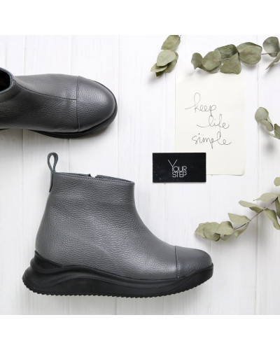 Ботинки из серой кожи флотар Арт. 176-1(Av)