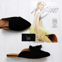 Мюлі із чорної замші з гострим носом Арт. 17-9-К