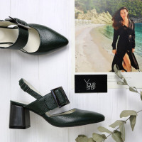 Шкіряні туфлі-човники зеленого кольору Арт. 657-17/47 Ok