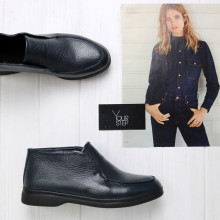 Високі лофери із синьої шкіри флотар на чорній підошві Арт. 156-4