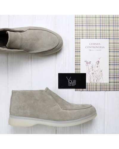 Женские высокие замшевые лоферы в бежевом цвете Арт. 156-4