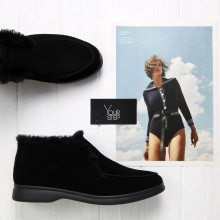 Черные высокие лоферы с мехом арт. 156-4