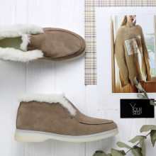 Высокие лоферы в цвете капучино с мехом арт. 156-4